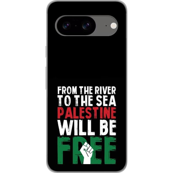 Google Pixel 8 Genomskinligt Skal Free Palestine – politiskt statement med kraftfullt grafiskt uttryck