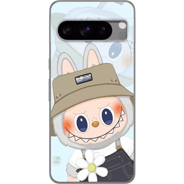 Google Pixel 8 Pro Genomskinligt Skal Labubu med hatt – Pop Mart-figur Mr. Butcher i retro stil med karaktär