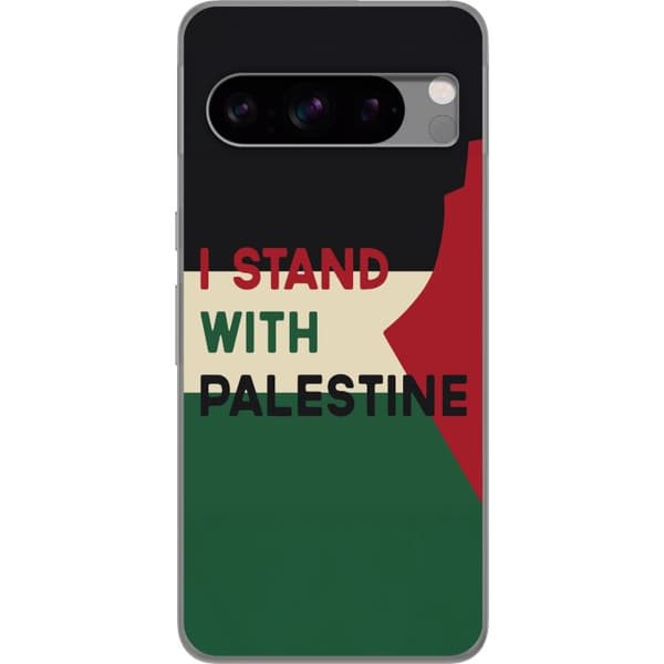 Google Pixel 8 Pro Genomskinligt Skal Stand with Palestine – solidaritetsdesign med starkt budskap