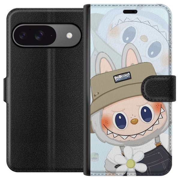 Google Pixel 9 Plånboksfodral Labubu med hatt – Pop Mart-figur Mr. Butcher i retro stil med karaktär