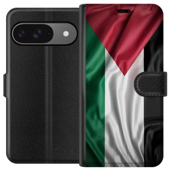 Google Pixel 9 Plånboksfodral Palestinaflaggan – ikoniskt frihetsmotiv i rött, svart, vitt och grönt