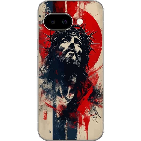Google Pixel 9a Läpinäkyvä kuori Jeesus ristillä - kristillinen aihe vahvalla symboliikalla uskosta ja toivosta
