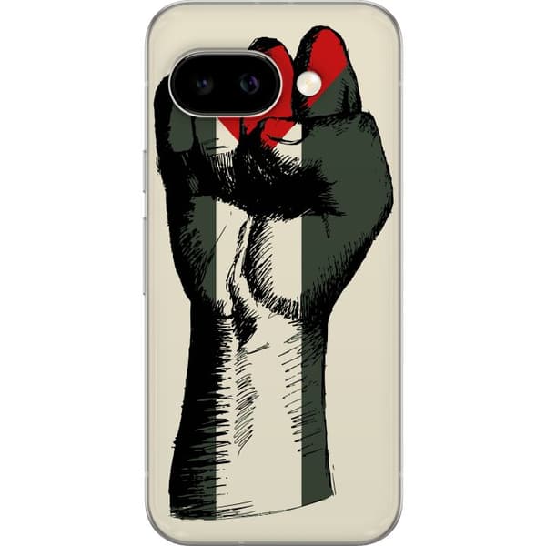 Google Pixel 9a Gennemsigtig cover Hånd bundet i Palæstinas farver - kraftfuldt symbol for frihedsbevægelsen