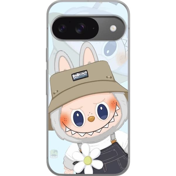 Google Pixel 9 Pro Gennemsigtig cover Labubu med hat - Pop Mart figur Mr. Butcher i retro-stil med karakter
