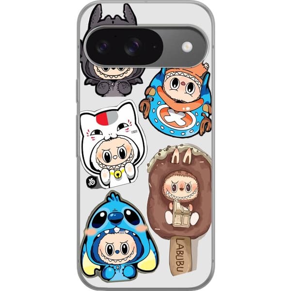 Google Pixel 9 Pro Genomskinligt Skal Labubu figursamling – Pop Mart Labubu The Monsters i färgglad design