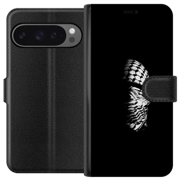 Google Pixel 9 Pro XL Plånboksfodral Keffiyeh-mönster – klassisk svartvit palestinasjal med kulturell tyngd