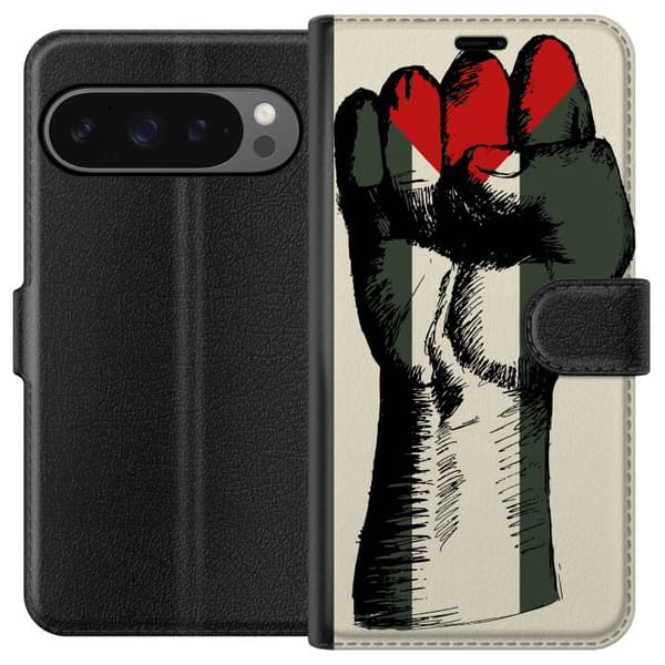 Google Pixel 9 Pro XL Lommeboketui Hand knyttet i Palestinas farger - kraftig symbol for frihetsbevegelsen