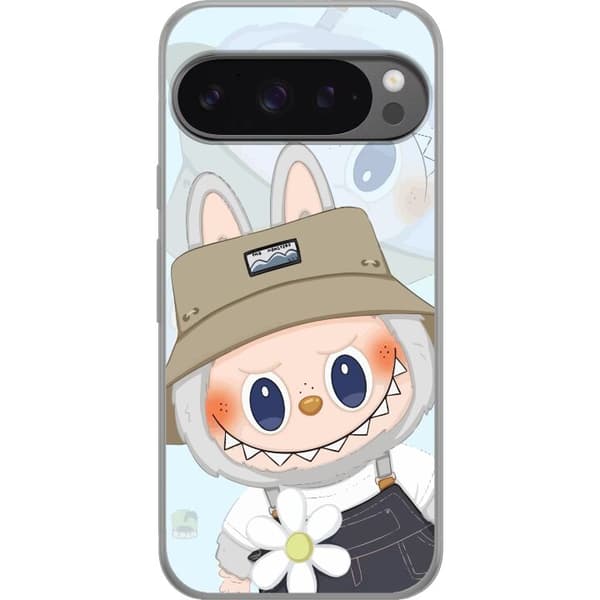 Google Pixel 9 Pro XL Gennemsigtig cover Labubu med hat - Pop Mart figur Mr. Butcher i retro-stil med karakter