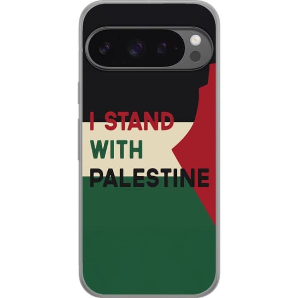 Google Pixel 9 Pro XL Genomskinligt Skal Stand with Palestine – solidaritetsdesign med starkt budskap