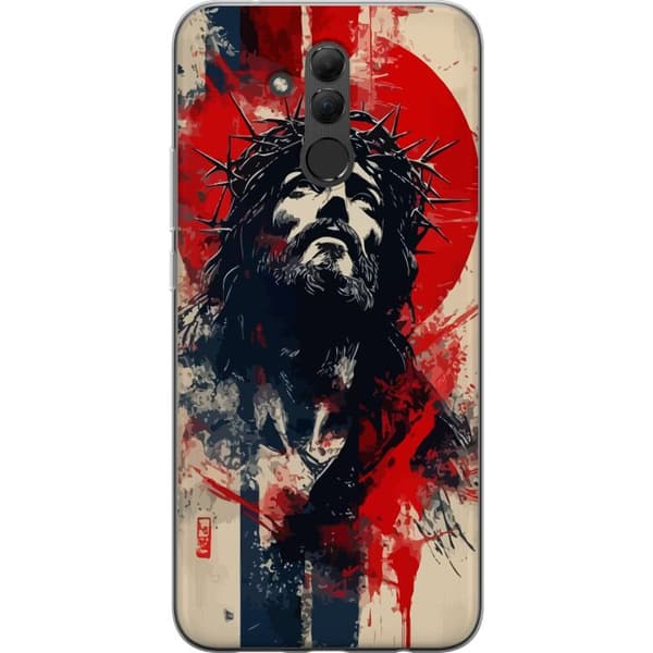 Huawei Mate 20 lite Gennemsigtig cover Jesus med kors - kristent motiv med stærk symbolik om tro og håb