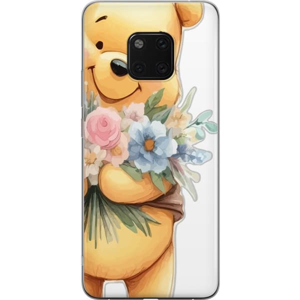Huawei Mate 20 Pro Genomskinligt Skal Nalle Puh med blommor – klassisk barnfavorit i blommande vårmiljö