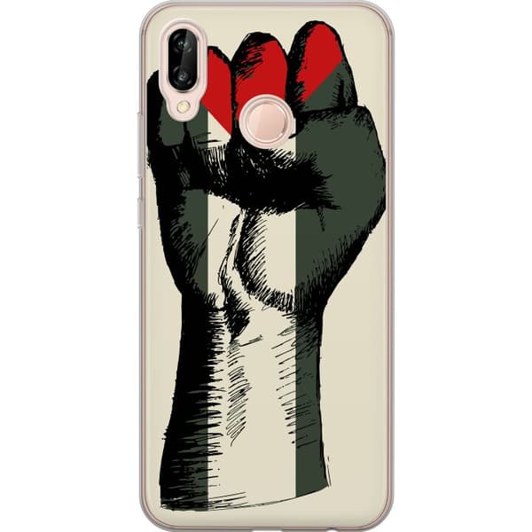 Huawei P20 lite Gennemsigtig cover Hånd bundet i Palæstinas farver - kraftfuldt symbol for frihedsbevægelsen