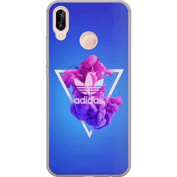 Huawei P20 lite Gennemsigtig cover Adidas-inspireret blåt design - sporty motiv med retrovibe i blå toner