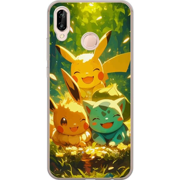 Huawei P20 lite Genomskinligt Skal Pixelmonster spelstil – färgstark design för retroälskande gamers