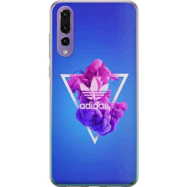 Huawei P20 Pro Läpinäkyvä kuori Adidas-inspiroitunut sininen muotoilu - urheilullinen motiivi retro-vibeillä sinisissä sävyissä
