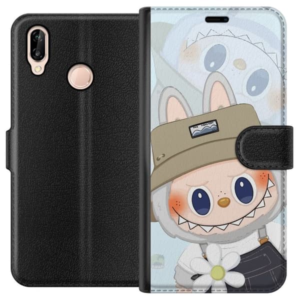 Huawei P20 lite Tegnebogsetui Labubu med hat - Pop Mart figur Mr. Butcher i retro-stil med karakter