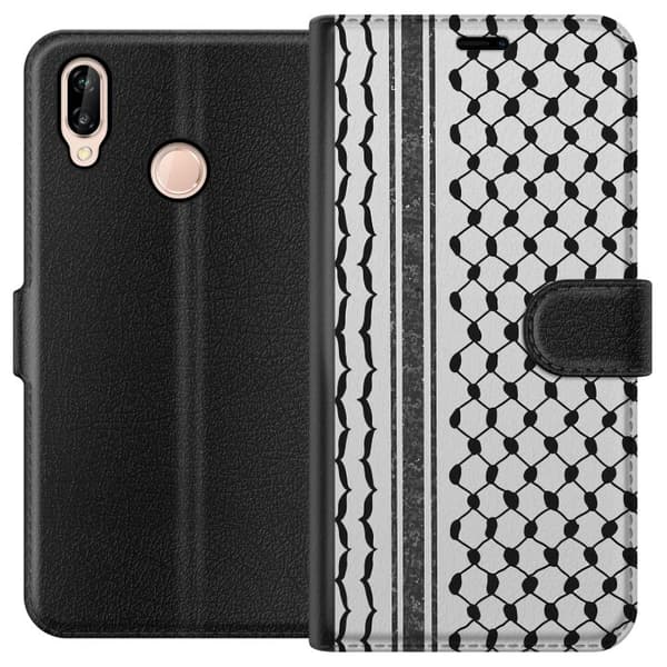 Huawei P20 lite Tegnebogsetui Palæstinensisk mønster - inspireret af traditionel stil keffiyeh-stof
