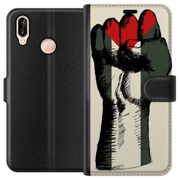 Huawei P20 lite Tegnebogsetui Hånd bundet i Palæstinas farver - kraftfuldt symbol for frihedsbevægelsen