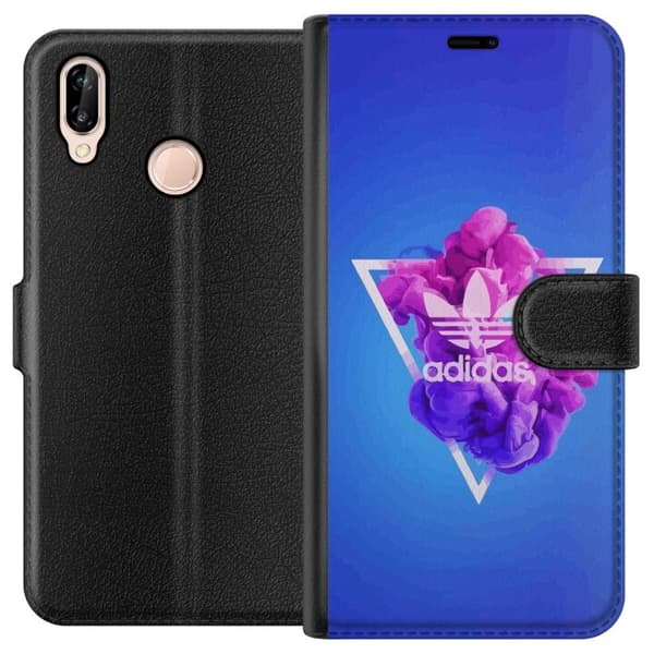 Huawei P20 lite Tegnebogsetui Adidas-inspireret blåt design - sporty motiv med retrovibe i blå toner