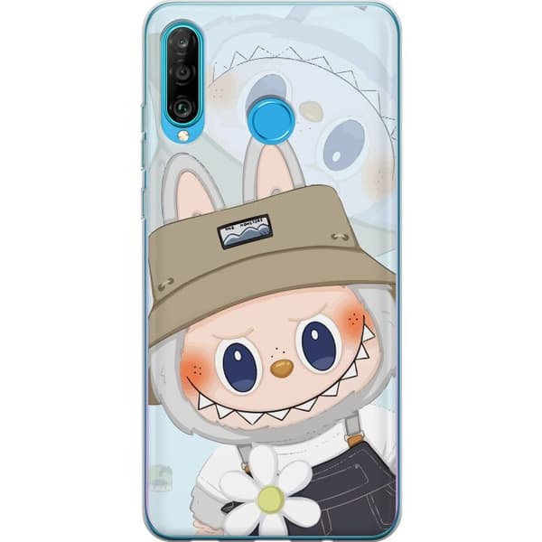 Huawei P30 lite Gjennomsiktig deksel Labubu med hatt - Pop Mart-figur Mr. Butcher i retrostil med karakter