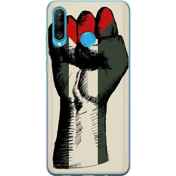 Huawei P30 lite Gennemsigtig cover Hånd bundet i Palæstinas farver - kraftfuldt symbol for frihedsbevægelsen