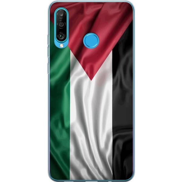 Huawei P30 lite Genomskinligt Skal Palestinaflaggan – ikoniskt frihetsmotiv i rött, svart, vitt och grönt