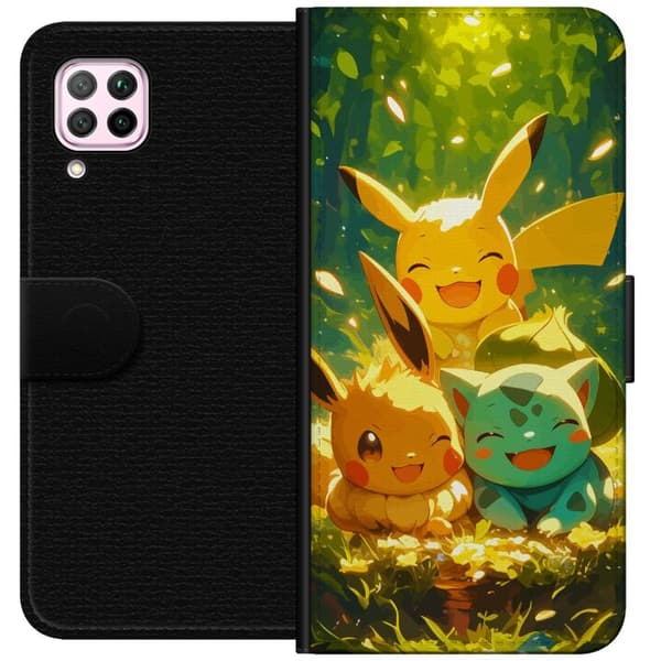 Huawei P40 lite Lommeboketui Pixelmonster spillstil - fargerik design for retro-elskende spillere