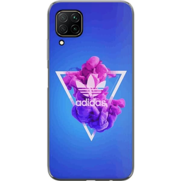 Huawei P40 lite Gjennomsiktig deksel Adidas-inspirert blått design - sporty motiv med retro vibe i blåtoner