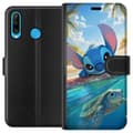 Miniatyrbillede 1 af 3: Huawei P30 lite Tegnebogsetui Stitch med skildpadde - sød blå alien i tropisk strandmiljø fra Disney