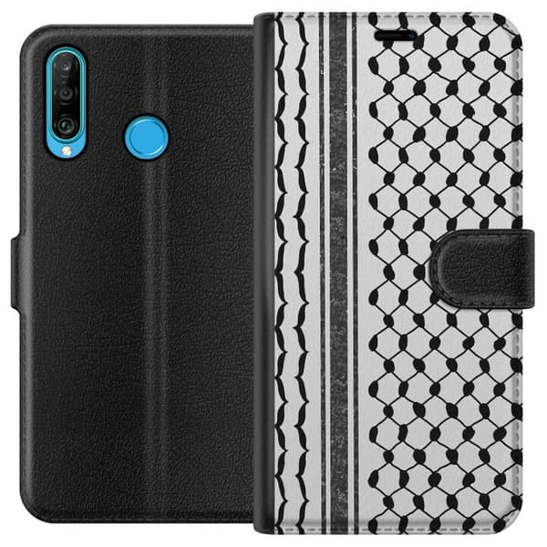 Huawei P30 lite Tegnebogsetui Palæstinensisk mønster - inspireret af traditionel stil keffiyeh-stof