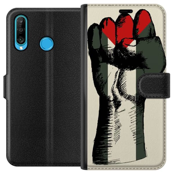 Huawei P30 lite Lompakkokotelo Käsi sidottu Palestinan väreihin - voimakas symboli vapausliikkeelle