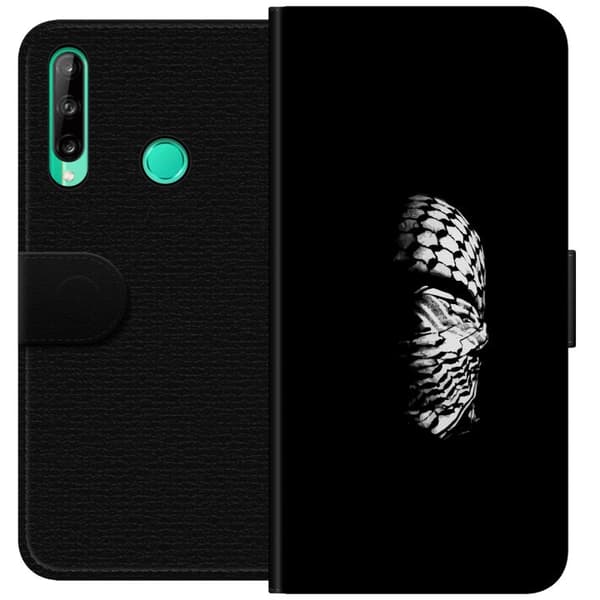 Huawei P40 lite E Lommeboketui Keffiyeh-mønster - klassisk svart-hvit palestinsk sjal med kulturell betydning