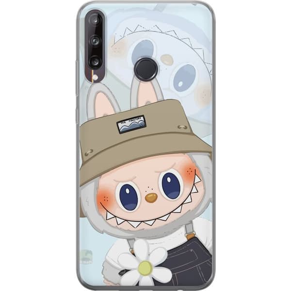 Huawei P40 lite E Läpinäkyvä kuori Labubu hattuineen - Pop Mart -hahmo Mr. Butcher retrotyylillä ja luonteella
