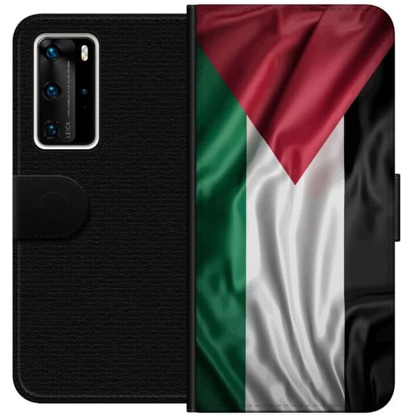 Huawei P40 Pro Lommeboketui Palestinaflagget – ikoniskt symbol på frihet i rødt, svart, hvitt og grønt