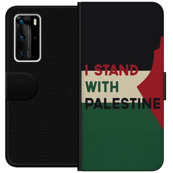 Huawei P40 Pro Lommeboketui Stå opp for Palestina - solidaritetsdesign med en sterk melding