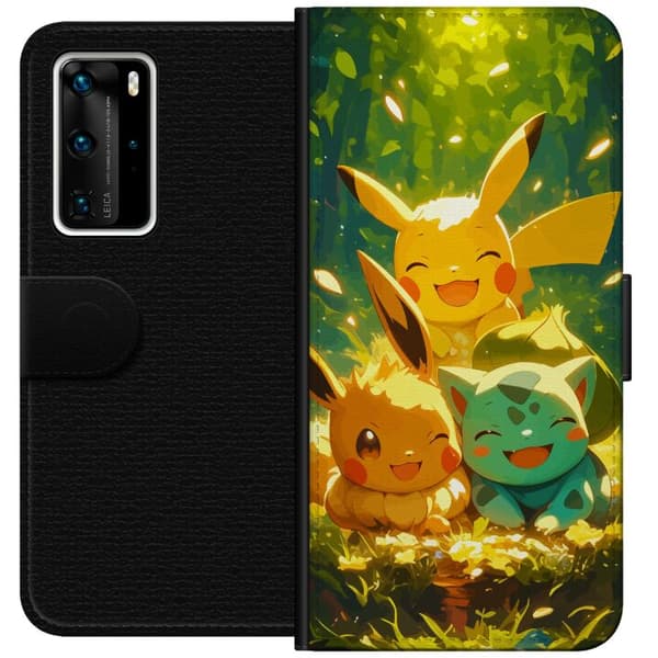 Huawei P40 Pro Plånboksfodral Pixelmonster spelstil – färgstark design för retroälskande gamers