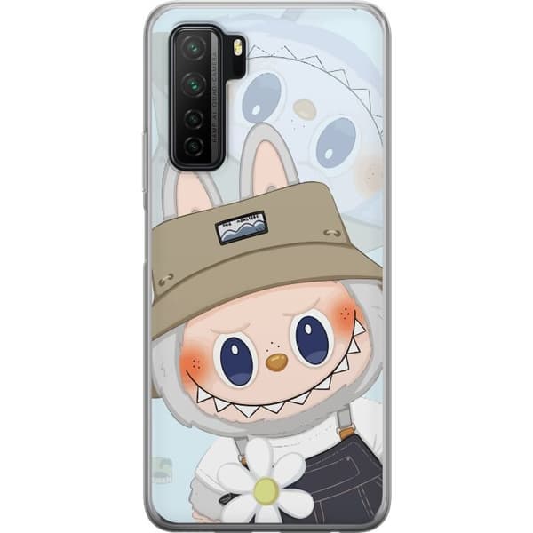 Huawei P40 lite 5G Gennemsigtig cover Labubu med hat - Pop Mart figur Mr. Butcher i retro-stil med karakter