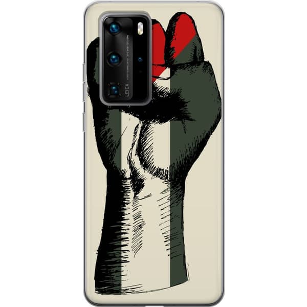 Huawei P40 Pro Gjennomsiktig deksel Hand knyttet i Palestinas farger - kraftig symbol for frihetsbevegelsen