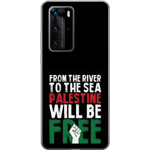 Huawei P40 Pro Genomskinligt Skal Free Palestine – politiskt statement med kraftfullt grafiskt uttryck