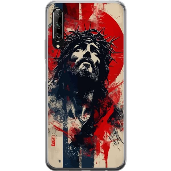 Huawei P smart Pro 2019 Gennemsigtig cover Jesus med kors - kristent motiv med stærk symbolik om tro og håb