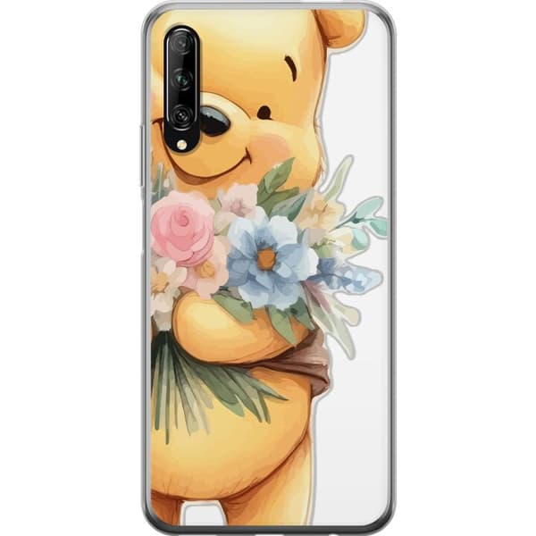 Huawei P smart Pro 2019 Gennemsigtig cover Nalle Puh med blomster - klassisk børnefavorit i en blomstrende forårs miljø