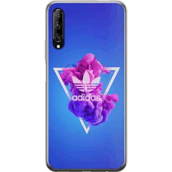 Huawei P smart Pro 2019 Gennemsigtig cover Adidas-inspireret blåt design - sporty motiv med retrovibe i blå toner