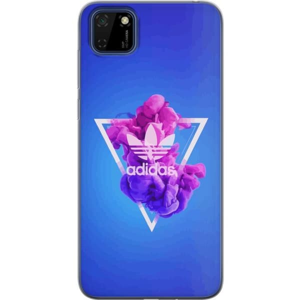 Huawei Y5p Gennemsigtig cover Adidas-inspireret blåt design - sporty motiv med retrovibe i blå toner