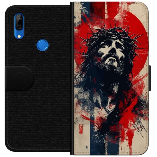 Huawei P Smart Z Tegnebogsetui Jesus med kors - kristent motiv med stærk symbolik om tro og håb