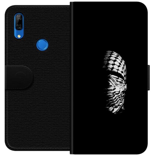 Huawei P Smart Z Tegnebogsetui Keffiyeh-mønster - klassisk sort-hvid palæstinensisk tørklæde med kulturel betydning