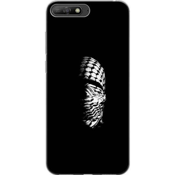 Huawei Y6 (2018) Gennemsigtig cover Keffiyeh-mønster - klassisk sort-hvid palæstinensisk tørklæde med kulturel betydning