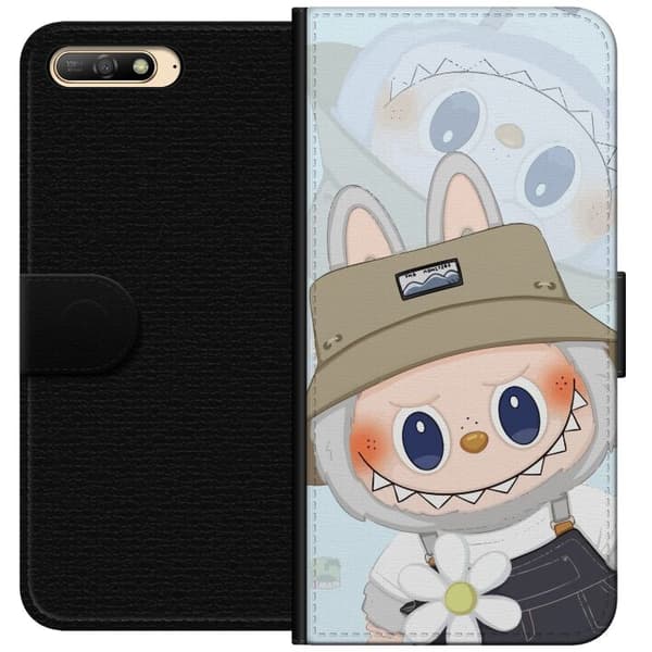 Huawei Y6 (2018) Lompakkokotelo Labubu hattuineen - Pop Mart -hahmo Mr. Butcher retrotyylillä ja luonteella