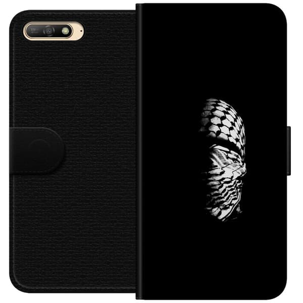 Huawei Y6 (2018) Lommeboketui Keffiyeh-mønster - klassisk svart-hvit palestinsk sjal med kulturell betydning