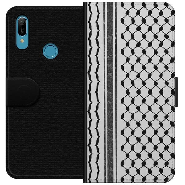 Huawei Y6 (2019) Lompakkokotelo Palestiinalainen kuvio - perinteiseen tyyliin inspiroima keffiyeh-kangas