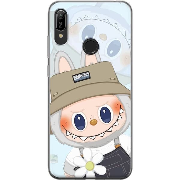 Huawei Y6 (2019) Gennemsigtig cover Labubu med hat - Pop Mart figur Mr. Butcher i retro-stil med karakter